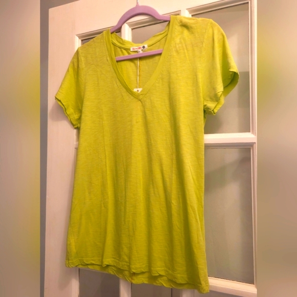 Sundry By "Anthropologie" Bright Yellow V-Neck Tee - Picture 1 of 8